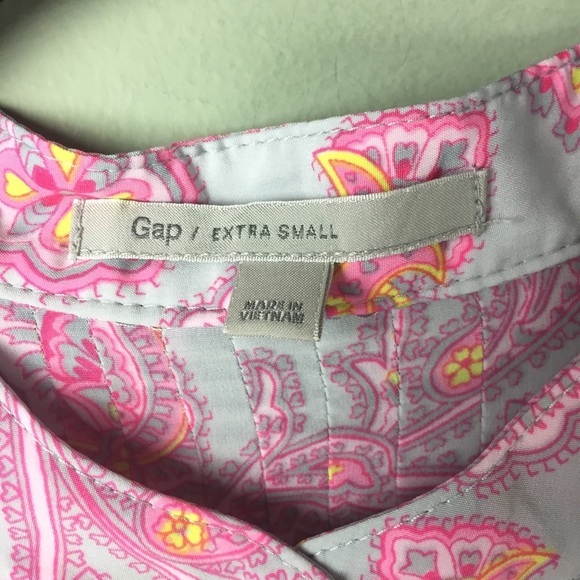 Gap Paisley Pink Pintuck 3/4 Sleeve Tunic Size XS - Picture 2 of 8